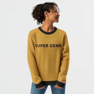 Tokyobloom Super Genki Mustard/Black Knit crewneck sweater female model