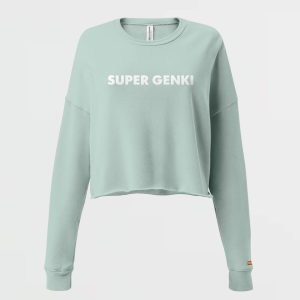 Tokyobloom Super Genki Dusty Blue Ladies Cropped Sweatshirt front view
