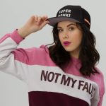 Super Genki Snapback black Cap [Neat Stack Style] front view female model