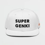 Super Genki Snapback white Cap [Neat Stack Style] front view