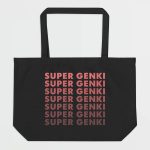 Super Genki Faded Large Organic Tote Black Bag front view