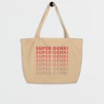 Super Genki Faded Large Organic Tote Tan Bag front view