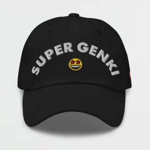 Super Genki Smiley Dad Black Cap front view