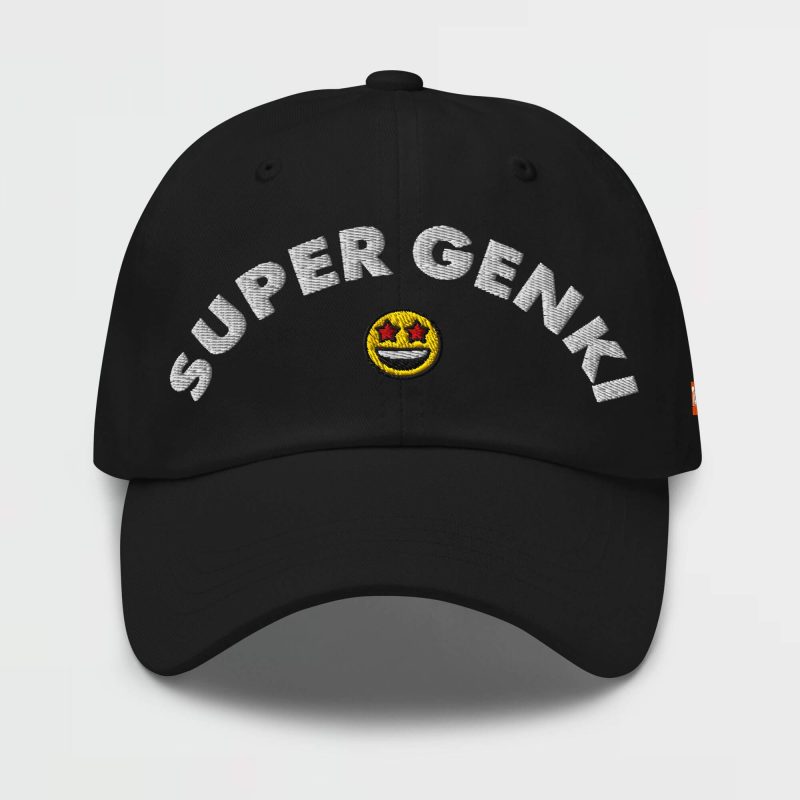 Super Genki Smiley Dad Black Cap front view