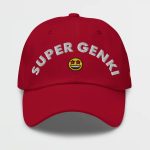 Super Genki Smiley Dad Cranberry Cap front view
