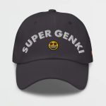 Super Genki Smiley Dad Dark Gray Cap front view