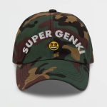Super Genki Smiley Dad Green Camo Cap front view