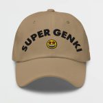 Super Genki Smiley Dad Khaki Cap front view