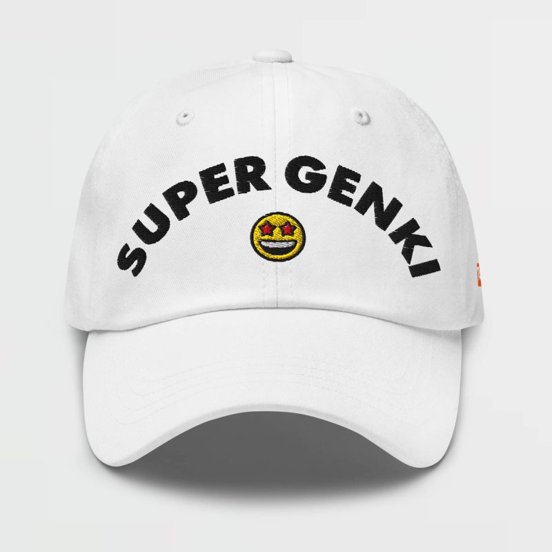 Super Genki Smiley Dad White Cap front view
