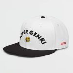 Super Genki Smiley Embroidered Black White Snapback Hat left side view