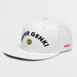 Super Genki Smiley Embroidered White Snapback Hat left side view