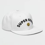 Super Genki Smiley Embroidered White Snapback Hat left side view
