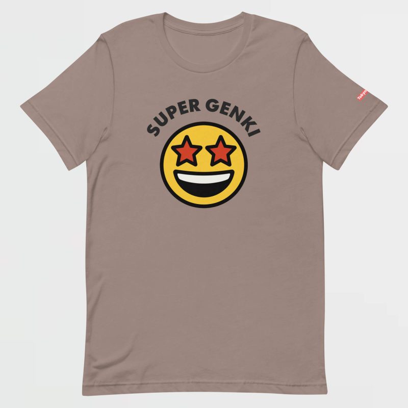 Super Genki Smiley Printed Pebble T-Shirt front view