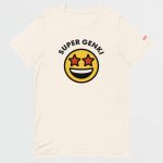 Super Genki Smiley Printed Vintage White T-Shirt front view