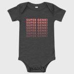 Super Genki Baby Short Sleeve One Piece [Faded Style] – dark grey heather bodysuit