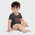 Super Genki Baby Short Sleeve One Piece [Faded Style] - baby wearing dark grey heather bodysuit in right view