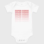Super Genki Baby Short Sleeve One Piece [Faded Style] – white bodysuit