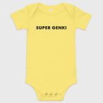 Super Genki Baby Short Sleeve One Piece – yellow bodysuit