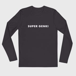 Super Genki Men’s Fitted Long Sleeve Crew Neck Shirt Heavy Metal Neat Style front view