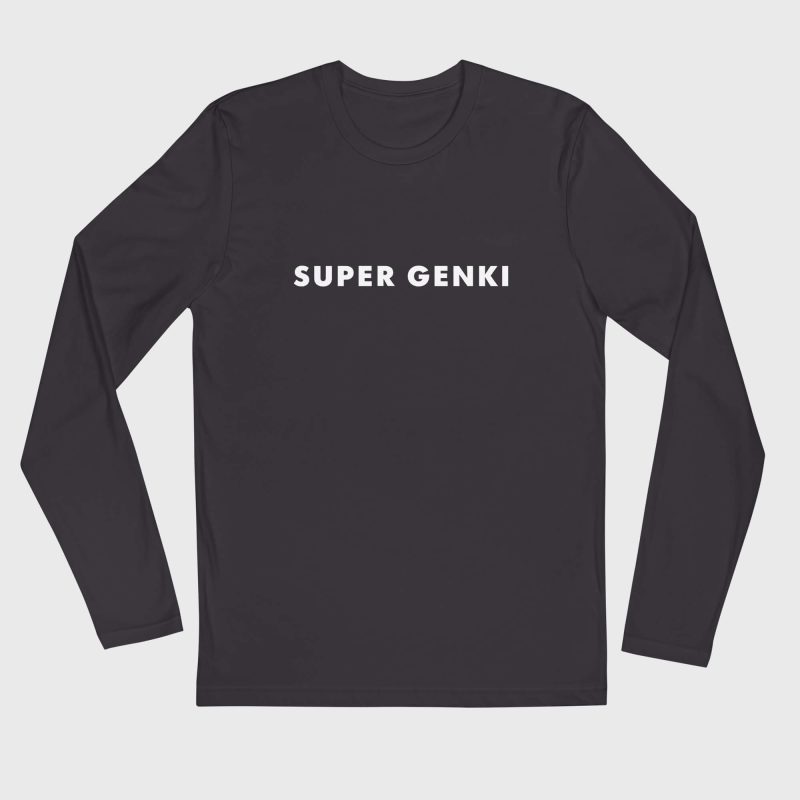 Super Genki Men’s Fitted Long Sleeve Crew Neck Shirt Heavy Metal Neat Style front view