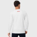 Super Genki Men’s Fitted Long Sleeve Crew Neck Shirt White Neat Style back view on male model