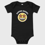 Super Genki Smiley Baby Short Sleeve One Piece - athletic heather bodysuit