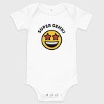 Super Genki Smiley Baby Short Sleeve One Piece - white bodysuit